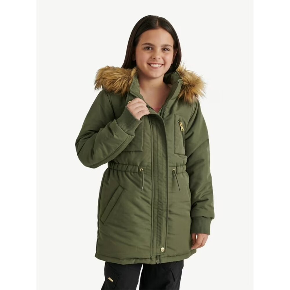 NEW Justice Girl's Canvas Parka Olive